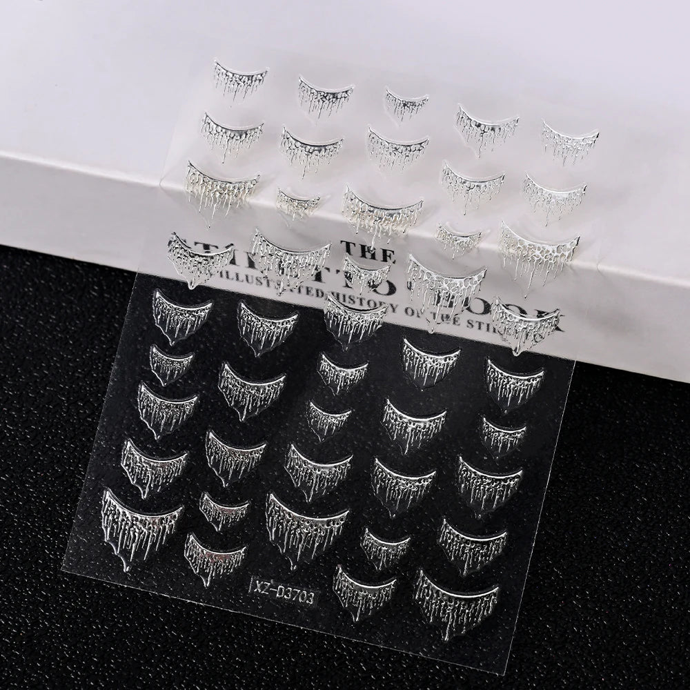 1 stücke 5D Perle Spitze Welle Nail art Aufkleber Exquisite Elegante Weiße Linien Nagel Dekoration Aufkleber DIY Selbstklebende Transfer slider
