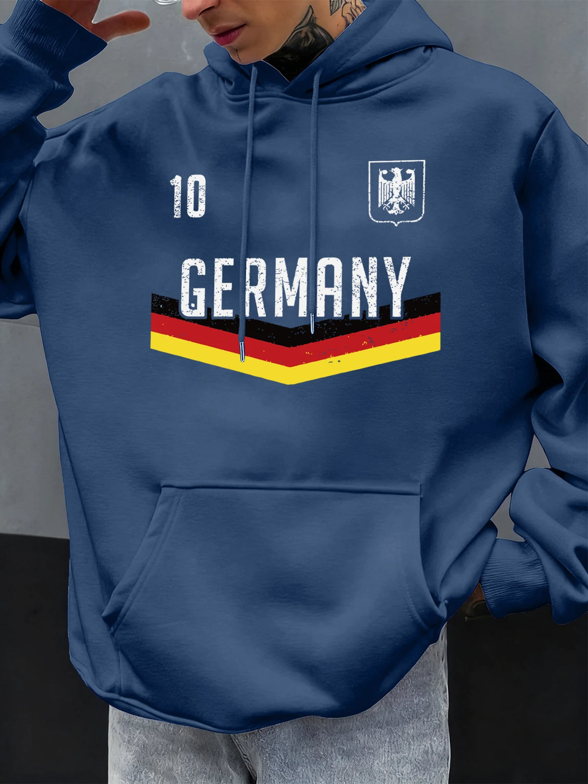 Deutschland Brief Drucke Herbst Männer Hoody Mehrfarbige Tasche Hoodies Casual Fleece Hoodie Komfortable Hip Hop Männliche Pullover
