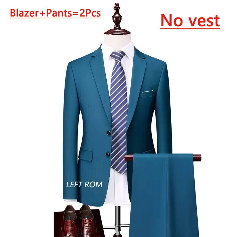 14 Farben M-6XL ( Jacke + Weste + Hose) High-End-Marke formale Business Herren Anzug dreiteiligen Bräutigam Brautkleid einfarbigen Anzug