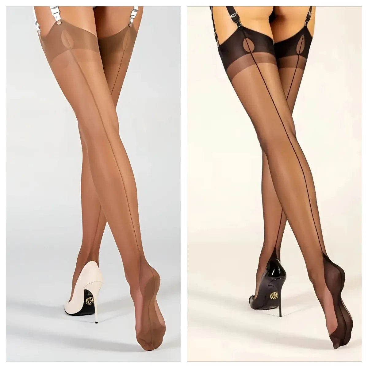 Luxuriöse Polyamid 80% Overknee-Strümpfe für Damen, 8 Denier, Einfarbig, Strickstoff, Rückennaht, Elegant & Sexy