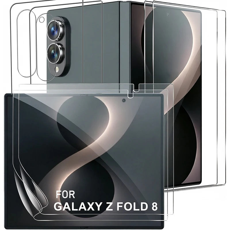 9 IN 1 Displayschutzfolien für innen, vorne und hinten für Samsung Galaxy Z Fold 8/Fold8 Ultra, vollständige Abdeckung, HD-klar, weiche TPU-Hydrogel-Folien