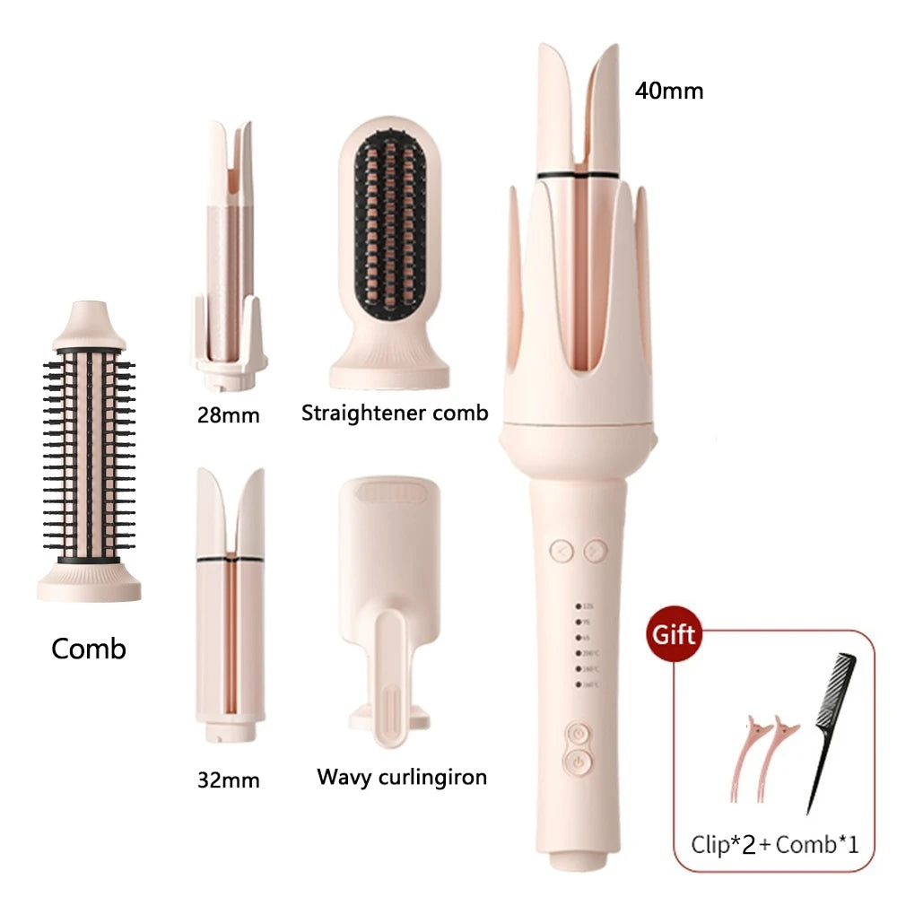 Automatischer Lockenstab Austauschbarer Haarlockenwickler Negative Ionen Lockenstab-Set 3 Temperaturen Haarstyling-Tools für Frauen