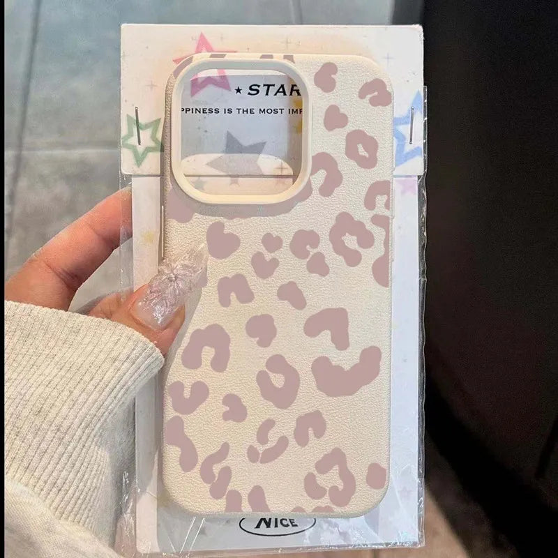 Handyhülle für iPhone 16e 16 15 14 13 12 11 Pro Max 16 Plus XS Max X XR Minimalistischer Leopardenmuster Lichee-Muster Weiche TPU-Abdeckung
