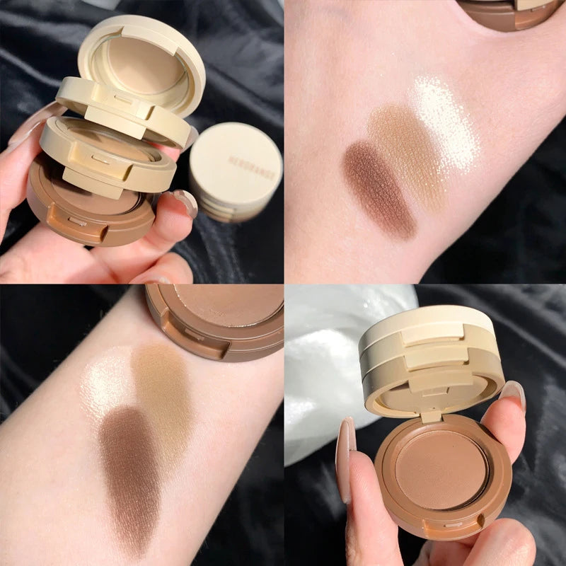 Dreifarbiger Lidschatten, matt. Erstellen Sie mehrschichtiges Augen-Make-up