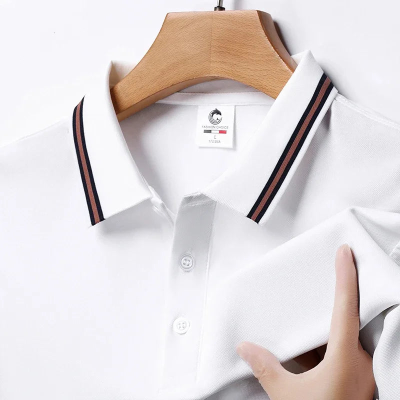 Herrenmode, einfarbig, kurzärmelig, gestreift, Revers, Poloshirt, Sommer, atmungsaktiv, bequem