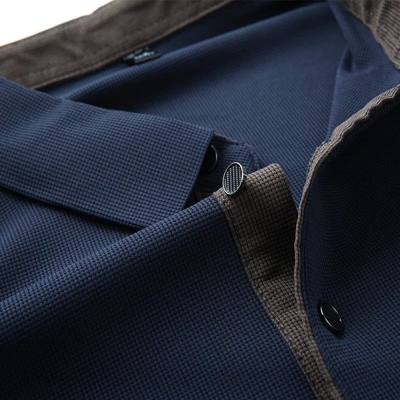Neues Herren-Poloshirt, Business-Casual, langärmelig, einfarbig, modisch, warm, bequem, vielseitiges Oberteil für vier Jahreszeiten
