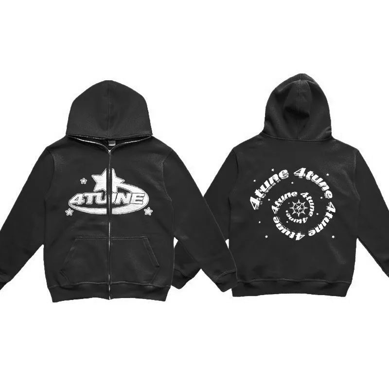 PlusSize Kleidung Stern Brief Drucken Retro Übergroßen Hoodie Frauen Y2K Straße Hip-Hop Farbe Harajuku Casual Zipper Frauen Sweatshirt