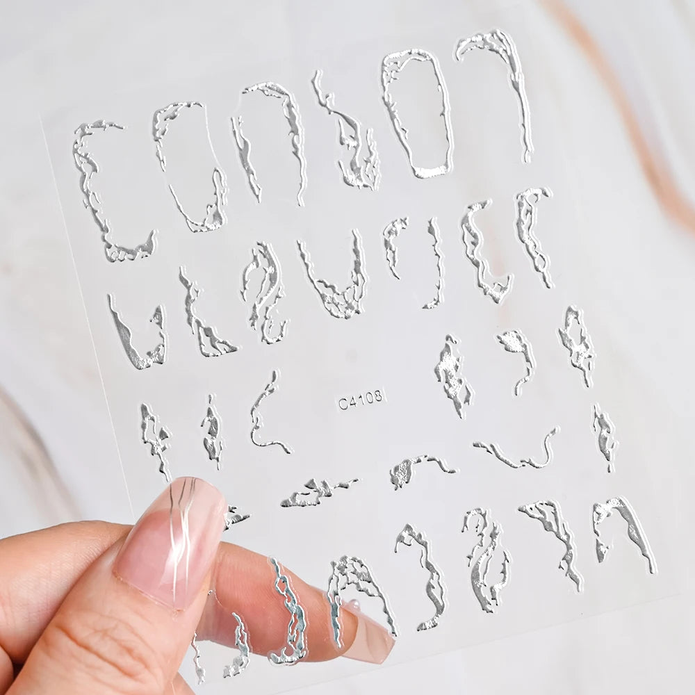 5D Gold Marmor Textur Bronzing Nail Art Aufkleber 5 Farben Unregelmäßiges Marmormuster Nagelaufkleber Einfaches Liniendesign Nagelzubehör