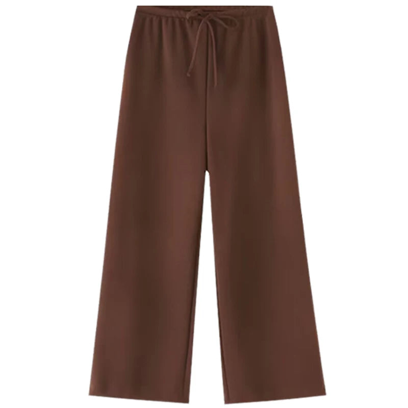 HXAO Rüschen-Hosen-Sets für Damen, zweiteiliges Set, trägerlos, bauchfrei, rückenfrei, Röhrenoberteil, Anzug, schicke Schnürung, weites Bein, Hosen-Sets, Outfits