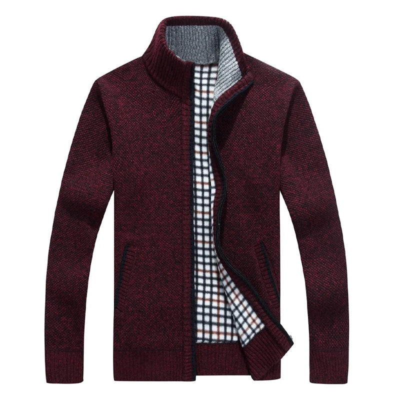 Männer Plaid Strickjacke V-ausschnitt Fleece Pullover männer Herbst Kleidung Klassische Strickjacken Jacke Taste Herren Stricken Outwear