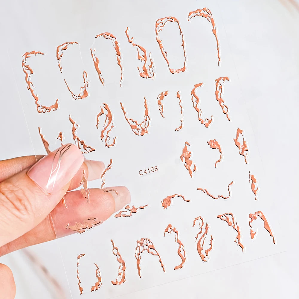 5D Gold Marmor Textur Bronzing Nail Art Aufkleber 5 Farben Unregelmäßiges Marmormuster Nagelaufkleber Einfaches Liniendesign Nagelzubehör
