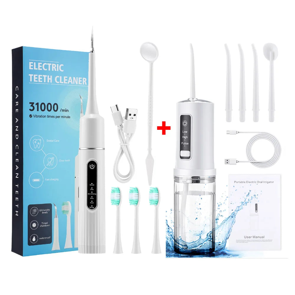 Tragbare Munddusche Wasser Flosser + Elektrische Zahnbürste Sonic Dental Scaler Dental Wasser Jet Zähne Reinigung Mundpflege Set