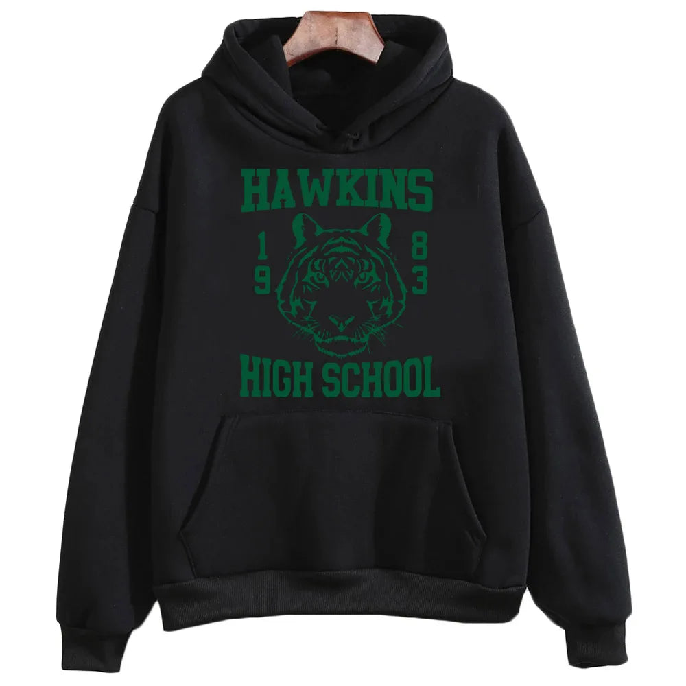 Hawkins High School Tiger Hoodie Surfer Boy Pizza Sweatshirts Gemütliche Tops Streetwear Herren Unisex Sweatshirts