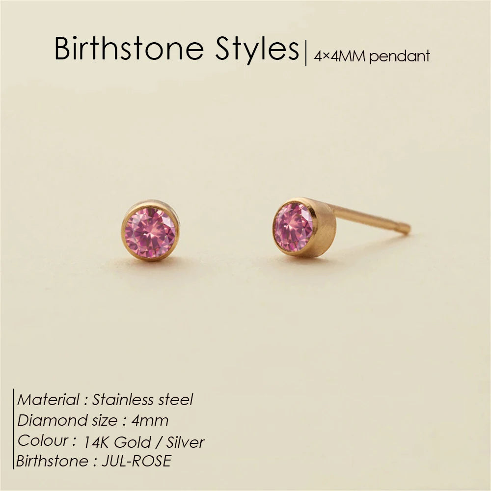 EManco Piercing Push-Back Ohrringe Piercingsichere Minimalistische Geschenkidee für Frauen Großhandel Edelstahl Geburtsstein Ohrstecker