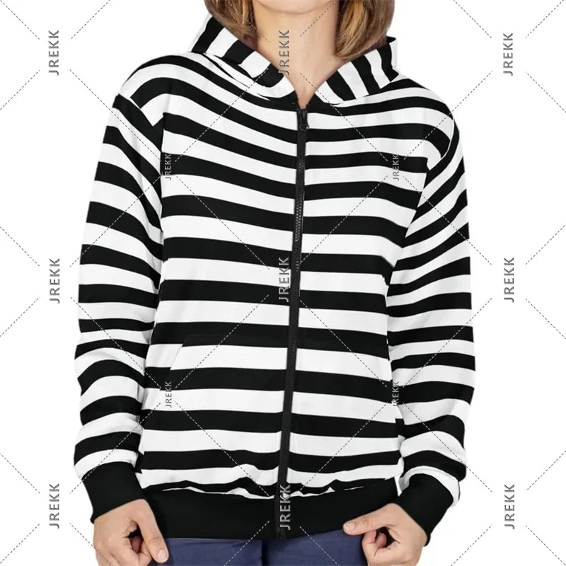 2025 Essentials Kapuzenpullover mit Reißverschluss, gestreift, klassische Mode, Streetwear, Kapuzenmantel, satte Farbauswahl, Frühling, lässig, lockeres Sweatshirt