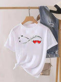 Liebe Herz Feder Trend Frauen Mode Kleidung Grafik T-Shirts Kleidung drucken weibliches Hemd Kurzarm Dame lässig T-Shirt