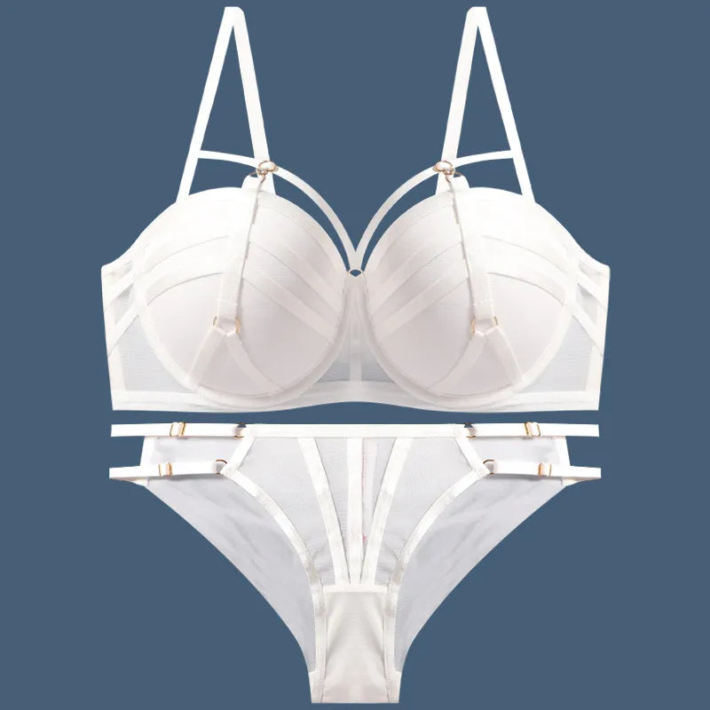 Push-up-BH-Set aus französischer Spitze für kleine Brüste, Balconette, weicher Bügel, natürlicher Push-up-Effekt, Anti-Sag-Effekt, Riemchen-Rücken, Lingerie für den täglichen Gebrauch, Komfort.