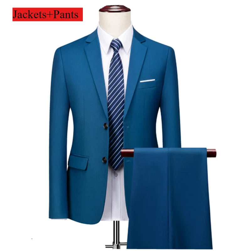 Klassische Hochzeit Smoking Casual Solide Anzüge Slim Fit 3/2 Stück Trauzeugen Anzug Männliche Formale Business Männer Kleidung