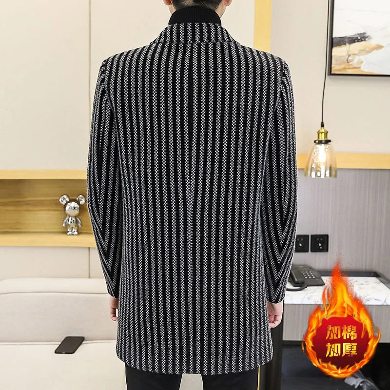 Hochwertiger mittellanger Trenchcoat für Herren, Herbst- und Winterkollektion für Herren, mit Baumwolle gepolsterter Herren-Wollmantel, Chenille-Jac