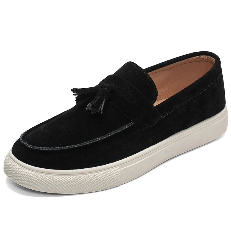 Klassische graue Herren-Freizeitschuhe, bequeme Wildleder-Loafer für Herren, Freizeitschuhe, Slip-on-Designer-Schuhe, Herren-Mokassins