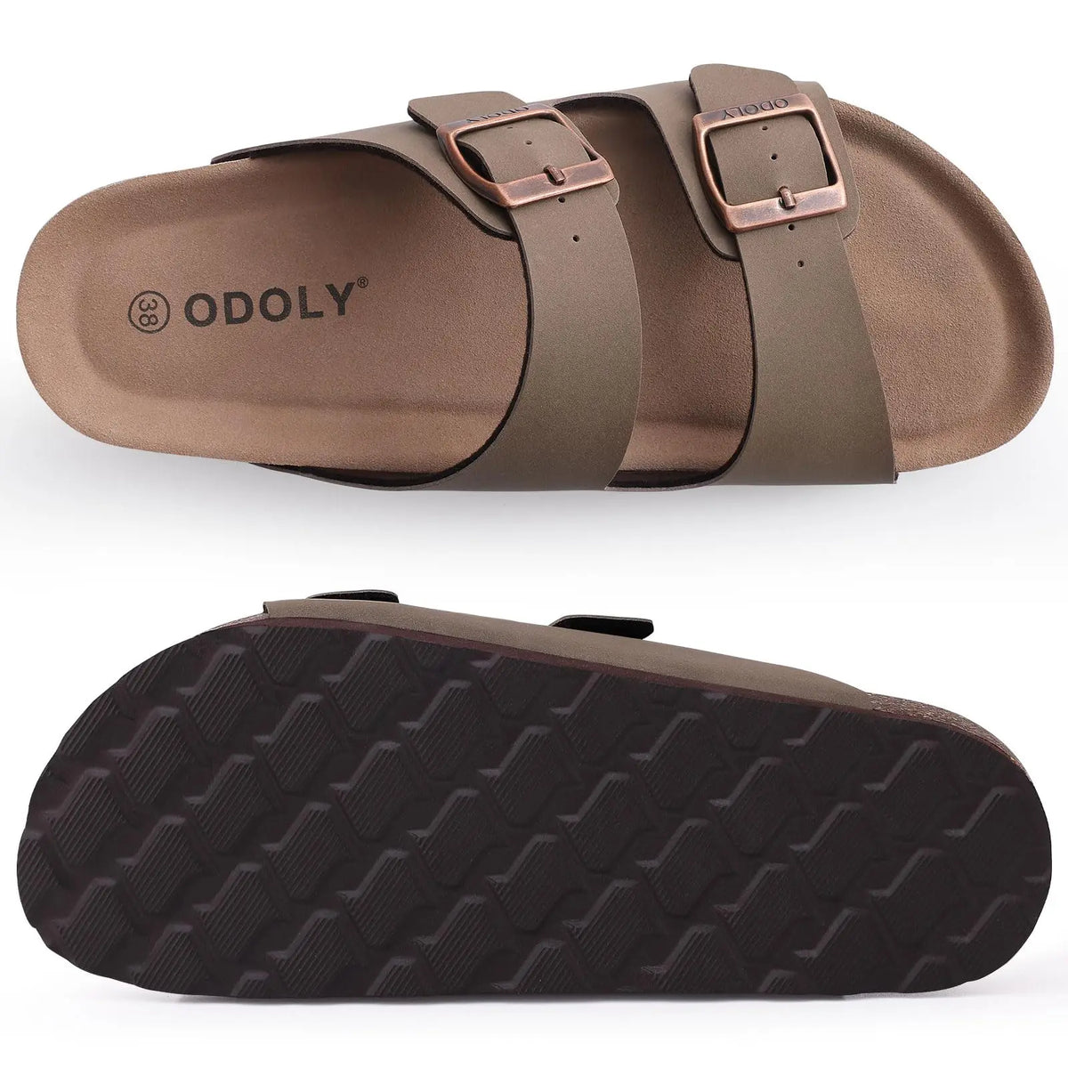Comwarm Herren-Sandalen mit Korkfußbett, Fußbett, Fußgewölbeunterstützung, Sommer-Outdoor-Sandalen mit verstellbarer Schnalle, Freizeit-Herren-Leder-Sandalen