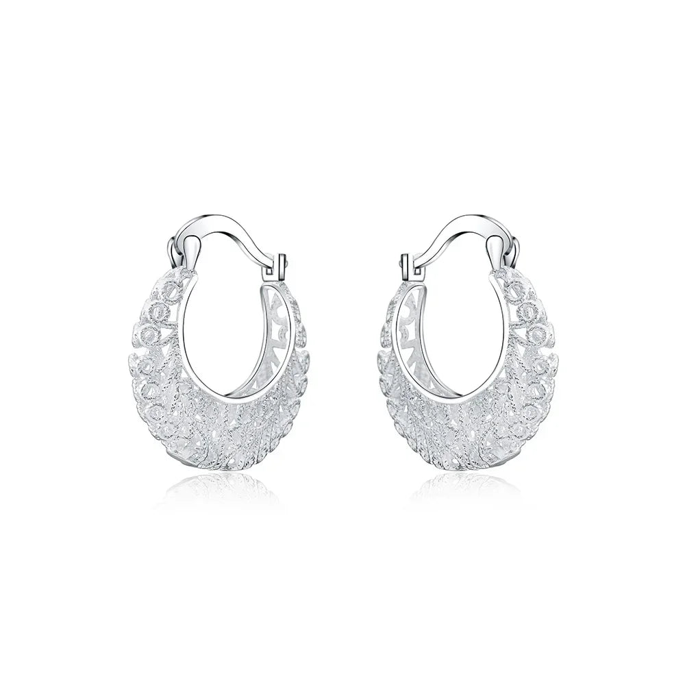 Charm-Ohrringe aus 925er-Sterlingsilber für Damen, Schmuck, All-Match-Trend, hohl geschnitzt, Weihnachtsgeschenke