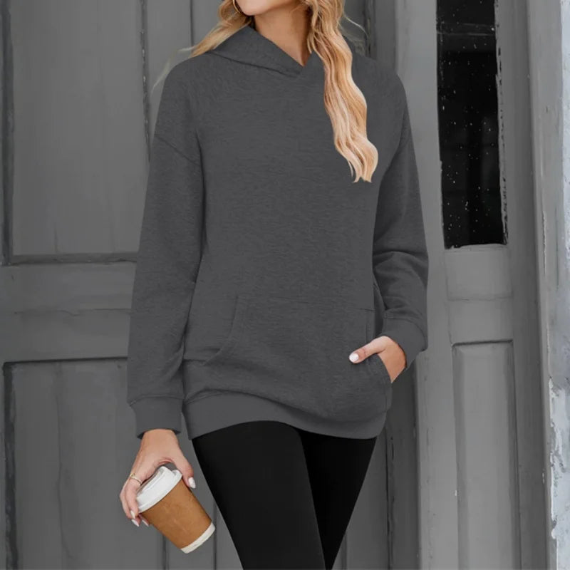 2026 NEU Damen Kapuzenpullover Locker Lässiger Sweatshirt mit Fallschulter-Ärmeln Frühling Herbst Outdoor Damen-Sweatshirt