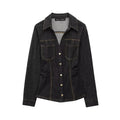 HXAO Neue Jeans-Hosen-Sets, enges Button-Up-Jeanshemd für Damen, 2-teiliges Set, Street-Style, ausgestellte Hose, zweiteiliges Set für Damen