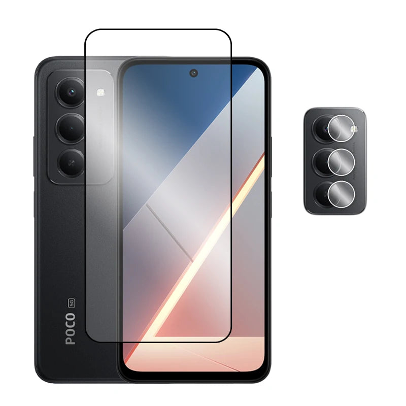 6in1 für Poco M8s 5G Glas für Xiaomi Poco M8s gehärtetes Glas 2.5D Full Cover Displayschutzfolie für Poco M8s Objektivfolie