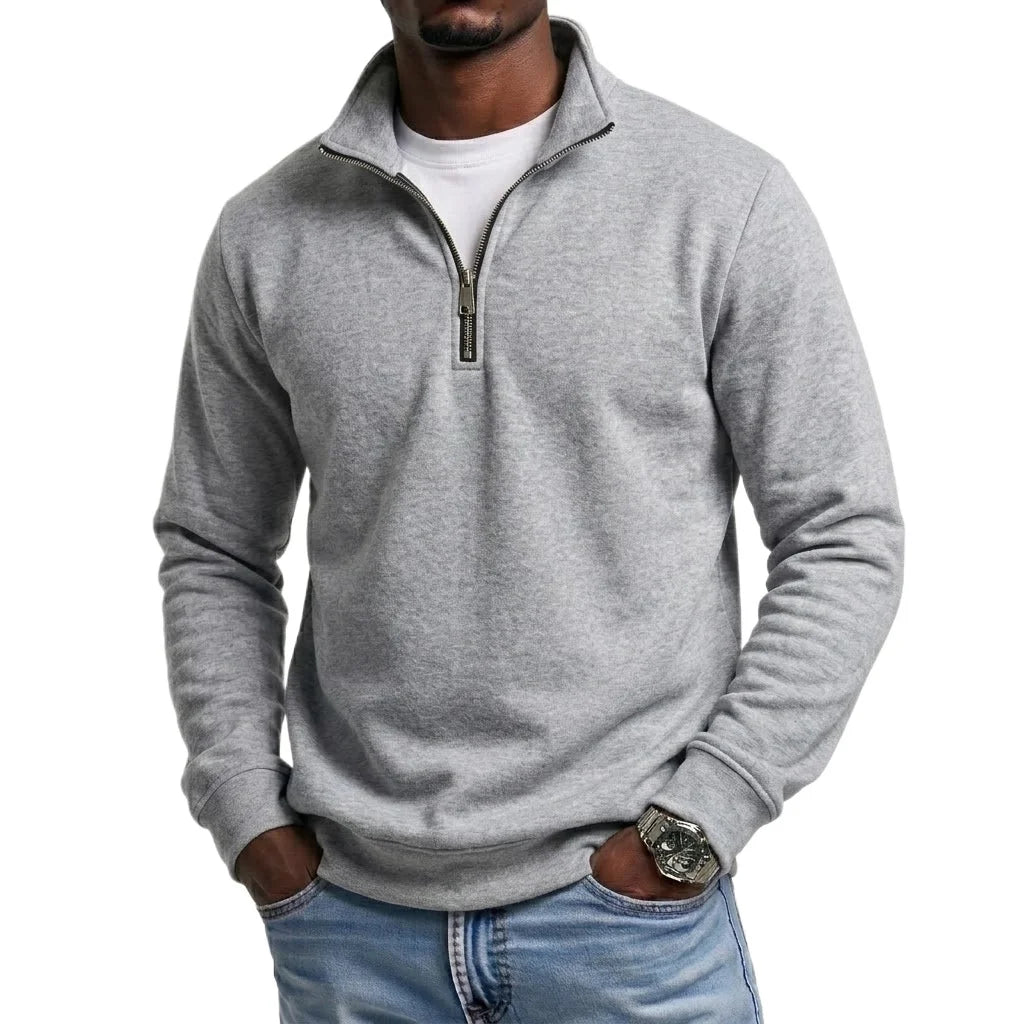 Outdoor Herren Reißverschluss-Sweatshirts Frühling Viertel-Zip Pullover Halb-Reißverschluss Kapuzenpullover für Männer Gym Herbst Einfarbiger Herren-Sweatshirt-Mantel