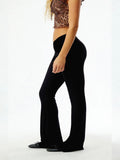 2026 Minimalistische Elegante Schlaghose für Damen Normale Taille Atmungsaktiv Schlankheitsfördernd Schwarz Büro Casual