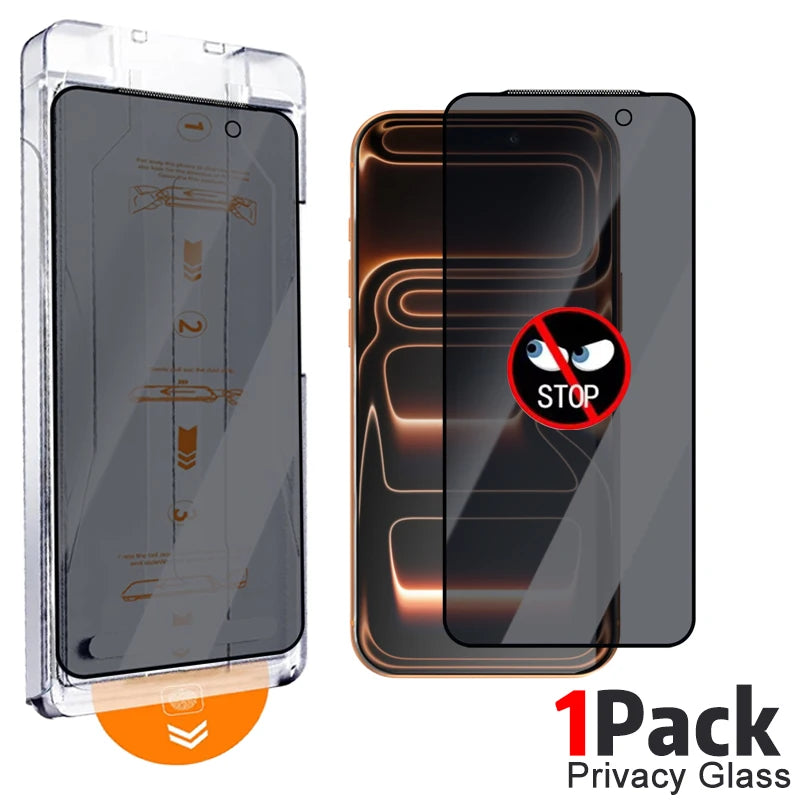 Einfach zu installierende Sichtschutzschutzfolien aus gehärtetem Glas für iPhone 17/17 Air/17 Pro/17 ProMax Anti-Spionage-Folie mit automatischer Ausrichtung