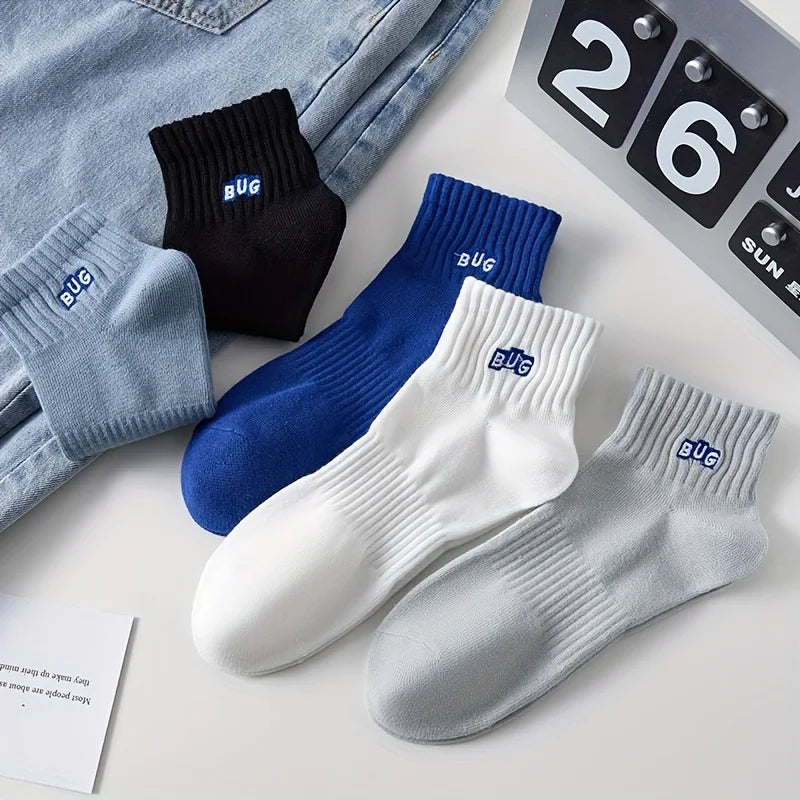 5 Paar Herren-Socken mit schlichtem, modischem Muster, geruchshemmend und schweißabsorbierend, niedrig geschnitten, bequeme, atmungsaktive Freizeitsocken für alle Jahreszeiten