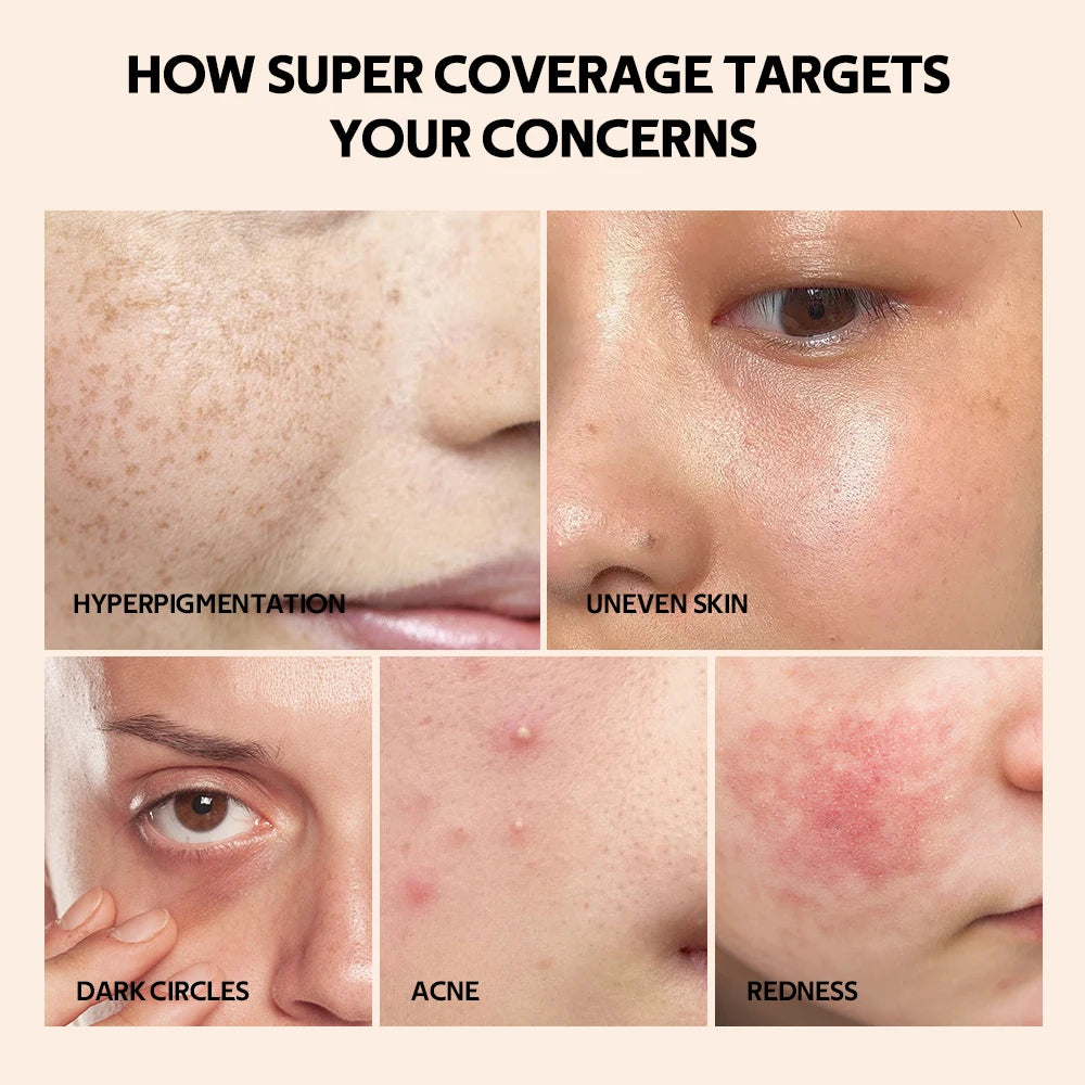 Super Concealer für Gesichtsbedeckung, 5 Farben, Highlight-Kontur-Retouch, vielseitig einsetzbar, super deckend, feuchtigkeitsspendend, kostenlose Ölformel-Make-up