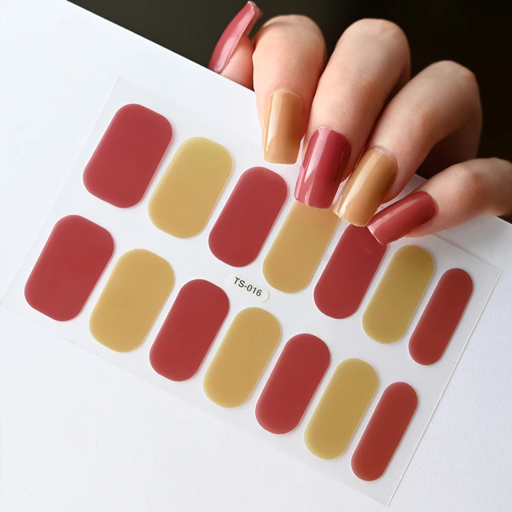 14 Tipps Full Wrap Nagellack Aufkleber Selbstklebende einfarbige Gel-Nagelstreifen Kunst Aufkleber Nicht halbgehärtete DIY Nageldekorationen