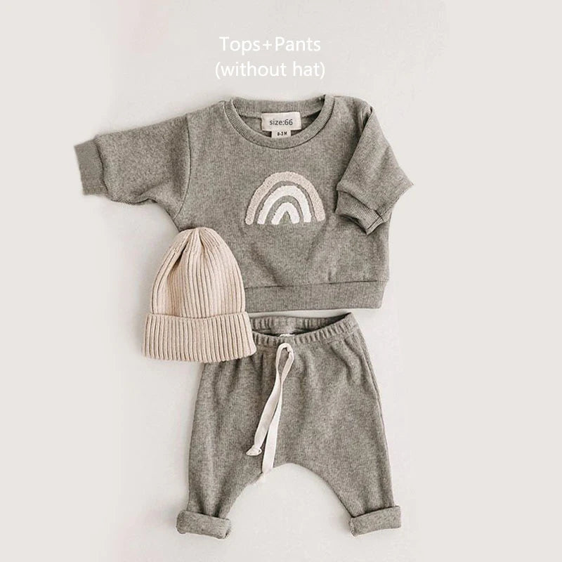 2024 neugeborenen Baby Anzüge Jungen Mädchen Outfits Herbst Babys Kleidung Kleiner Junge Pullover + Hosen Kinder Sets Baby Kleidung