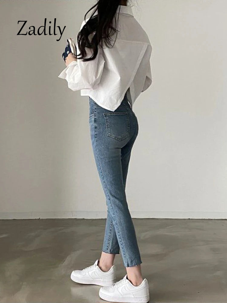 2026 Sommer Neue Damen Weiße Langarm-Bluse Lässiger Korea-Stil Einfarbig Knopfleiste Crop-Top Bluse für Partys