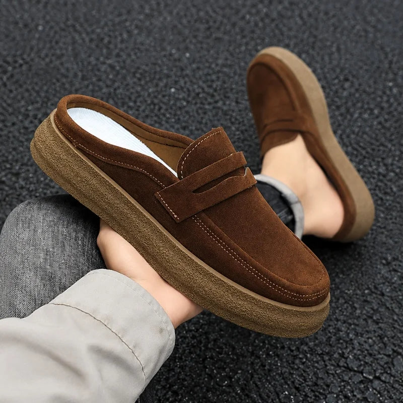 Sommerliche flache Halbschuhe für Herren, bequeme, weiche Mokassins, Slipper für Herren, lässige Schuhe, Slip-on Herrenschuhe, Plateau-Slipper