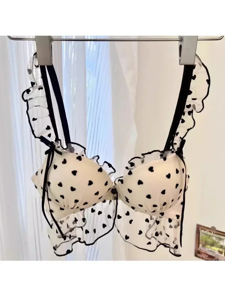 MOYISU Koreanischen Stil Drahtlose Spitze Dessous Set für Kleine Brüste Frauen Sexy Pure Desire Süße Nette Bh Netzwerk Liebe Design