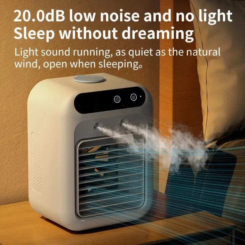 USB-Lade-Tischventilator mit Sprühfunktion und Luftkühlung, Mini-Klimaanlagenventilator, geeignet für Zuhause, Büro und Reisen