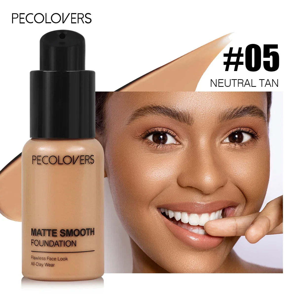 1PC Flawless Liquid Foundation – Vollständige Abdeckung, matt, wasserfest, verbirgt Hautunreinheiten, verschiedene Farbtöne