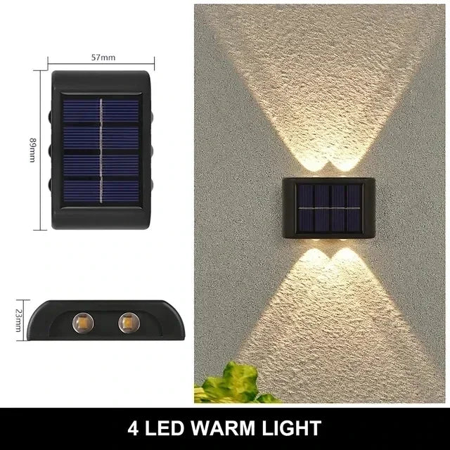 Solar-Außenwandleuchte, 12 LEDs, wasserdicht, Gartenleuchte, Hofbalustrade, dekorative Atmosphärenlampe, nach unten leuchtende Solarlampe