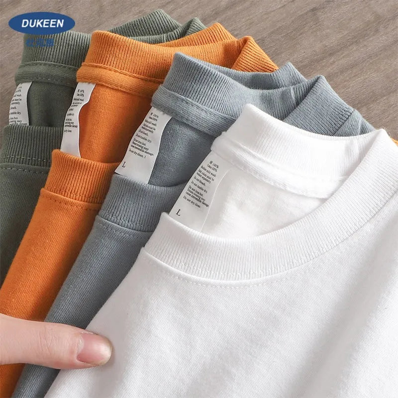 Dukeen 280gsm übergroße schwere T-Shirt für Männer Sommer Kurzarm T-Shirt Baumwolle einfarbig Top lässig T-Shirts ein Stück