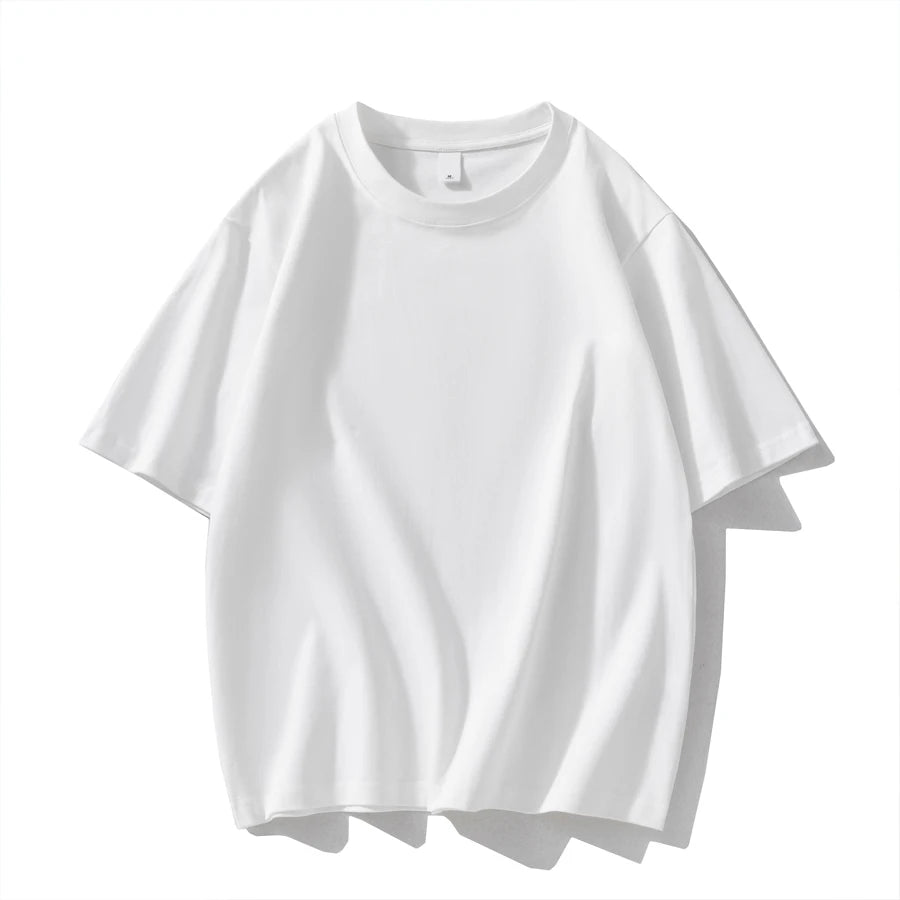 WAVLATII Neue 100 % Baumwolle 280 g/m2, dicke T-Shirts für Damen und Herren, weiß, lässig, übergroße T-Shirts, Unisex, einfarbig, schwarz, Basic-Tops WT2477