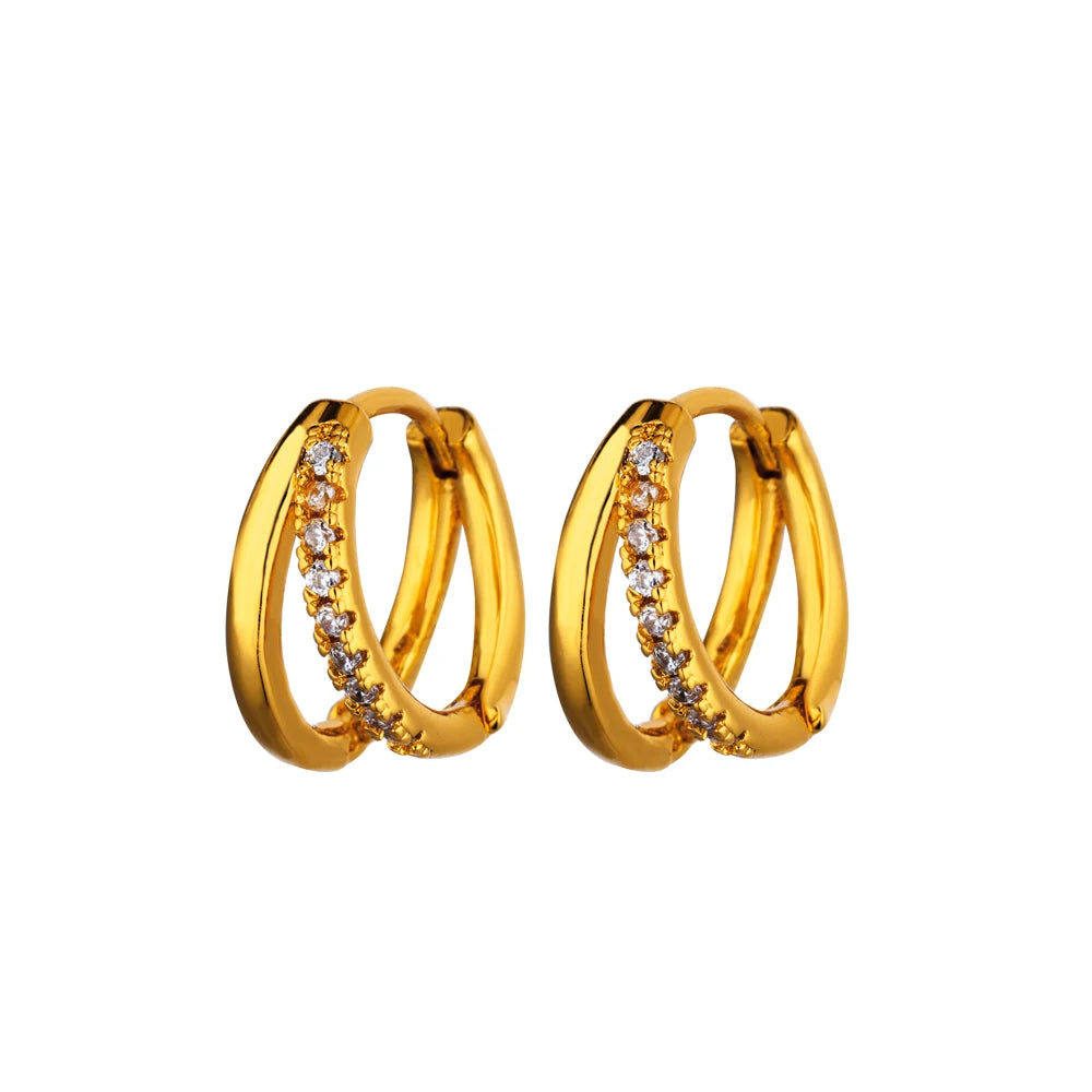 Edelstahl Kreis Ohrringe Für Frauen Gold Farbe Ästhetischen Zirkon Ohrring Hochzeit Weihnachten Mode Schmuck Zubehör Geschenk