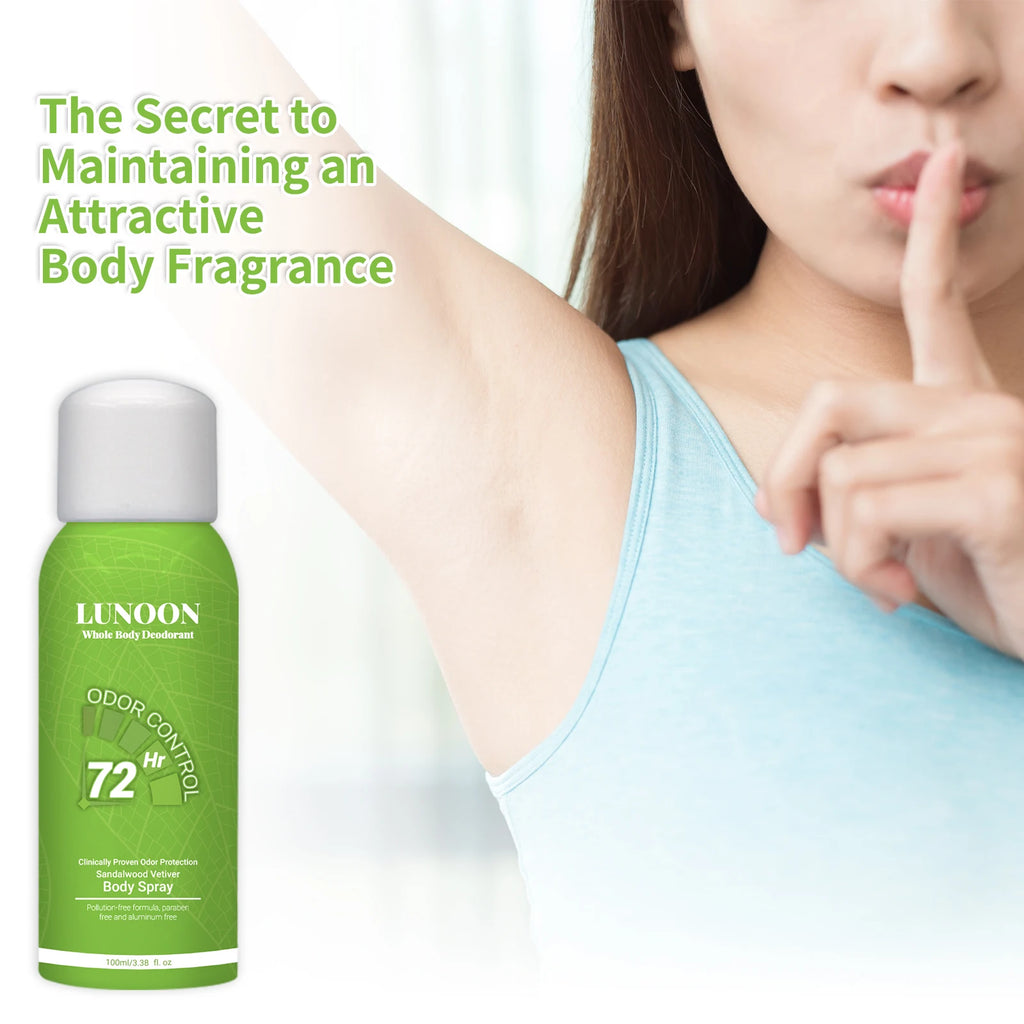 LUNOON Ganzkörper-Deodorant-Spray 100ml Achsel- und Fußgeruch-Eliminator Langanhaltende Frische für Männer und Frauen Reise-Essential