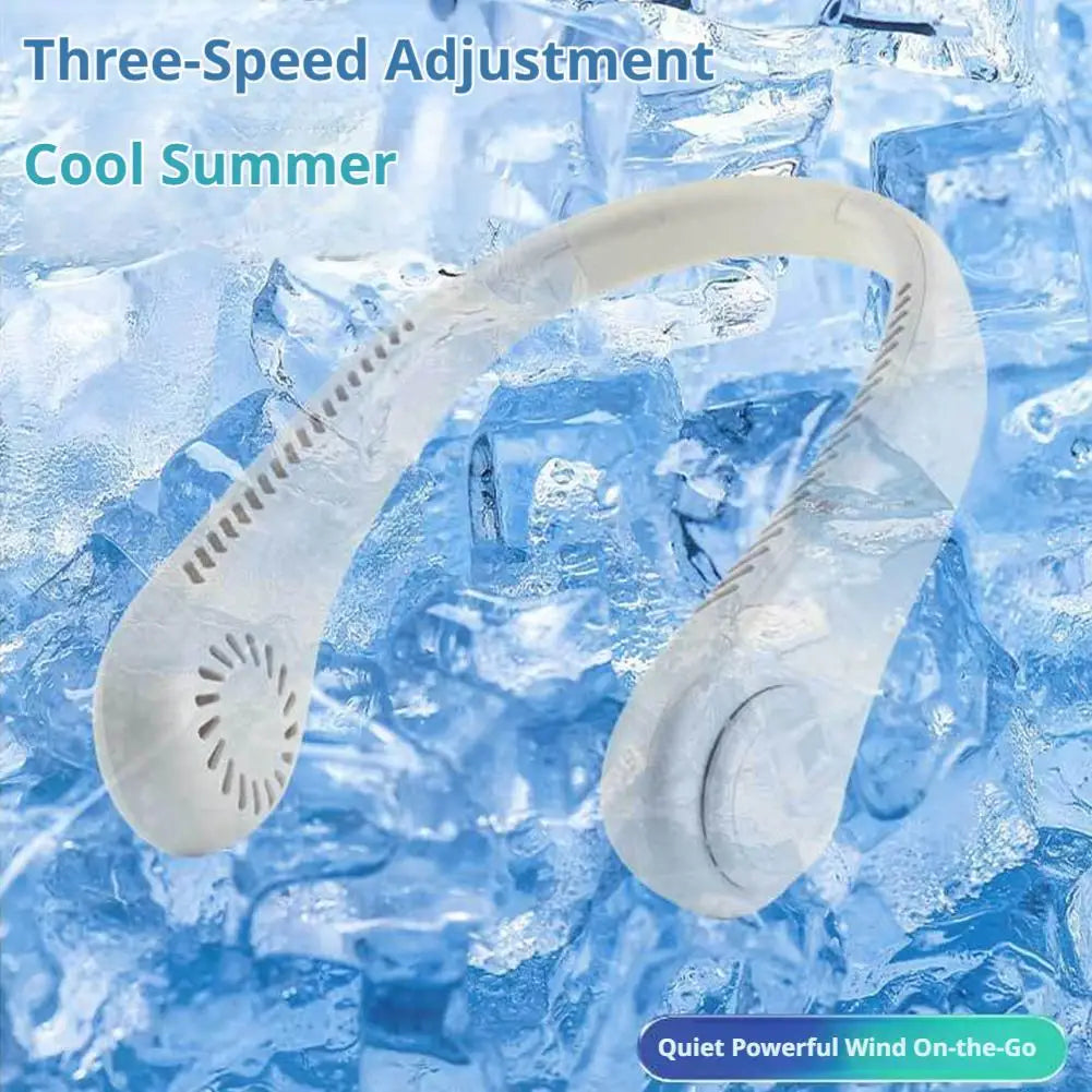 Tragbarer blattloser Nackenventilator, 5000 mAh, wiederaufladbarer persönlicher Kühlventilator, 5-Gang, leiser, tragbarer Ventilator für Reisen, Sport, Outdoor