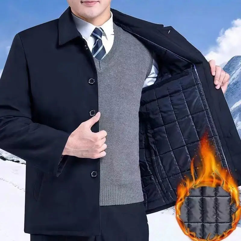 Dicke Fleece Warme Herren Winterjacke Winddicht Herren Wintermantel Fleece Blazer Herren Herbst Windschutz Casual Business Mantel L-3XL