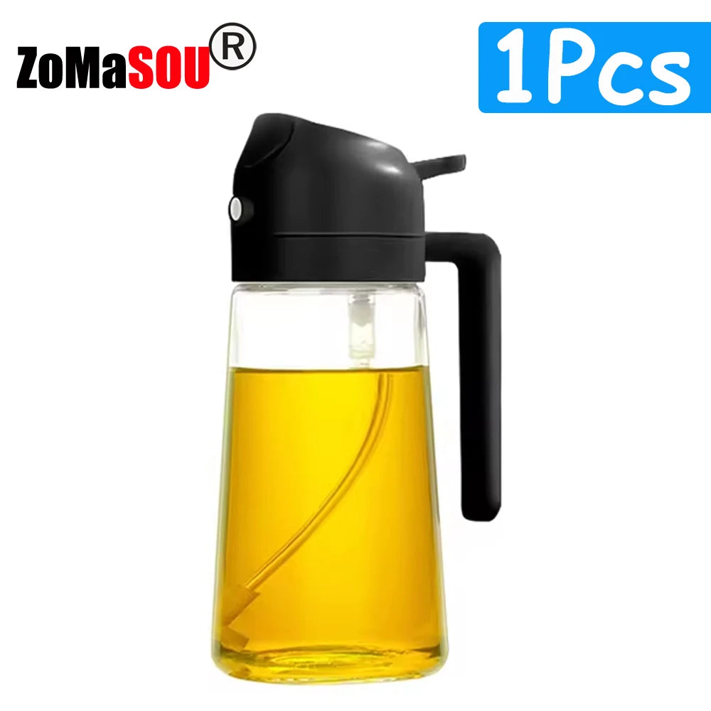 1-4 Stück 2-in-1-Sprühgerät, Ausgießer, Öl, leere Flasche, Kunststoff-Ölbehälter, Spender, Verdampfer, Küche, Grill, Camping, Kochutensilien