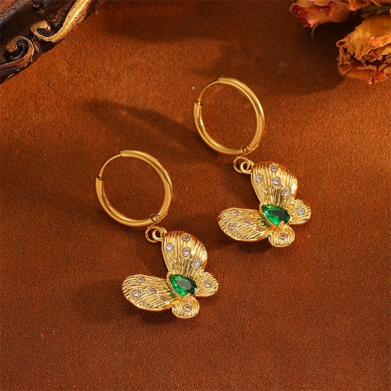 EILIECK Trendige Damen-Ohrringe mit Blumenmuster und rosa Zirkonia, Edelstahl, wasserabweisend, für den Alltag, Schmuck, Geschenk für Damen